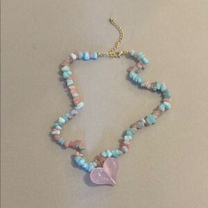 Pink Heart Pendant Necklace M481